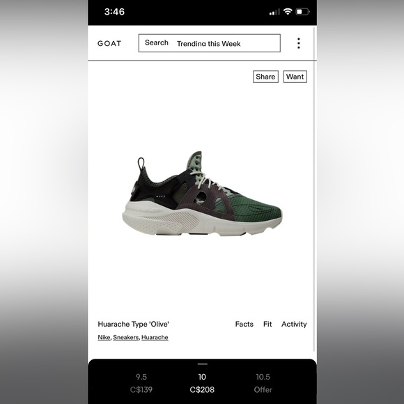 Nike Huarache Type N.354 ‘Olive’ - Picture 6 of 6